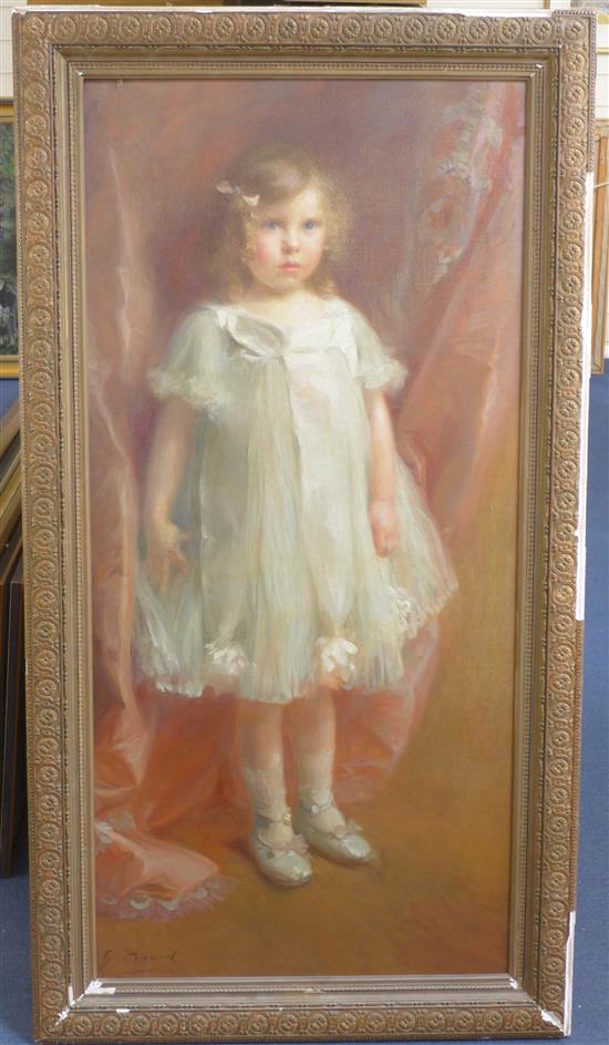 Georges Picard (1857-) Full length portrait of a young girl, Innocence, 47 x 23in.